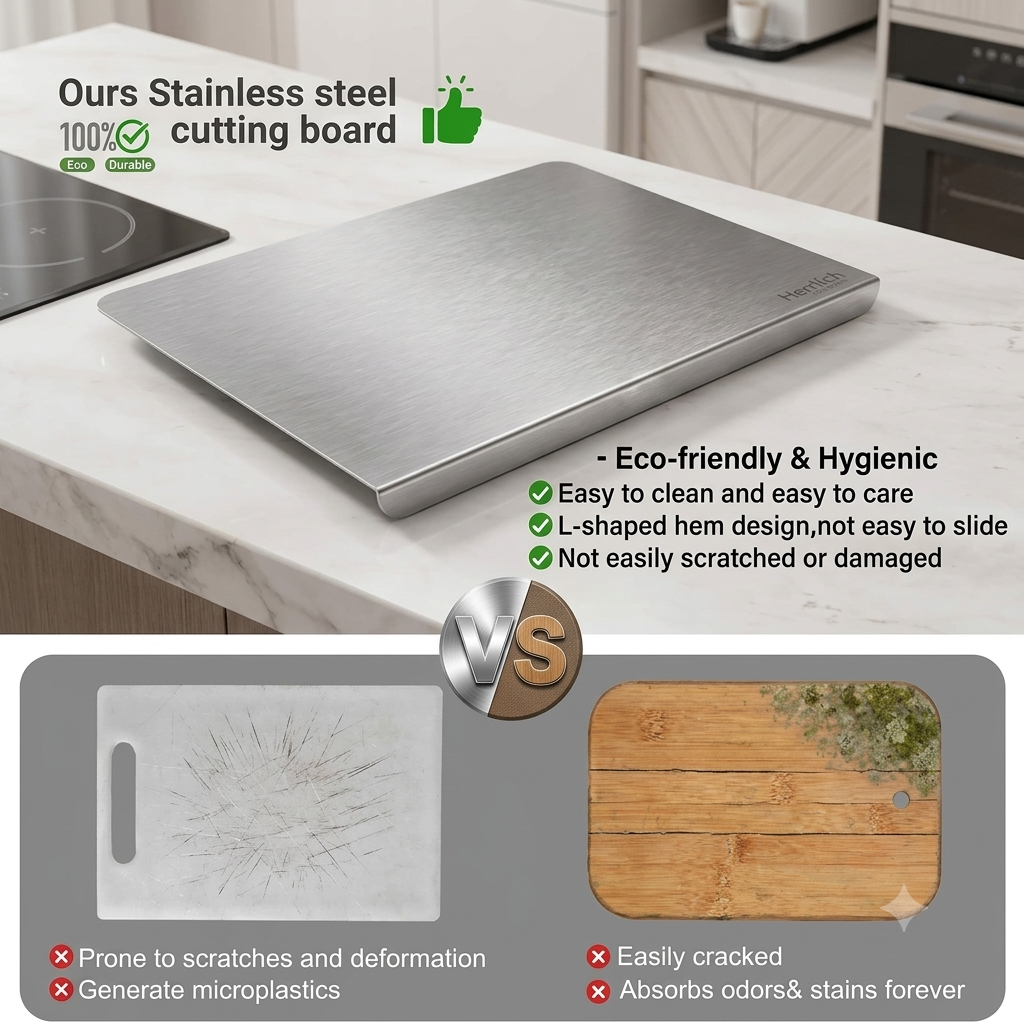 The Ultimate Plastic-Free Cutting Board | Premium Stainless Steel | Hygienic • Easy to Clean • Odor Resistant • Durable • Long-Lasting