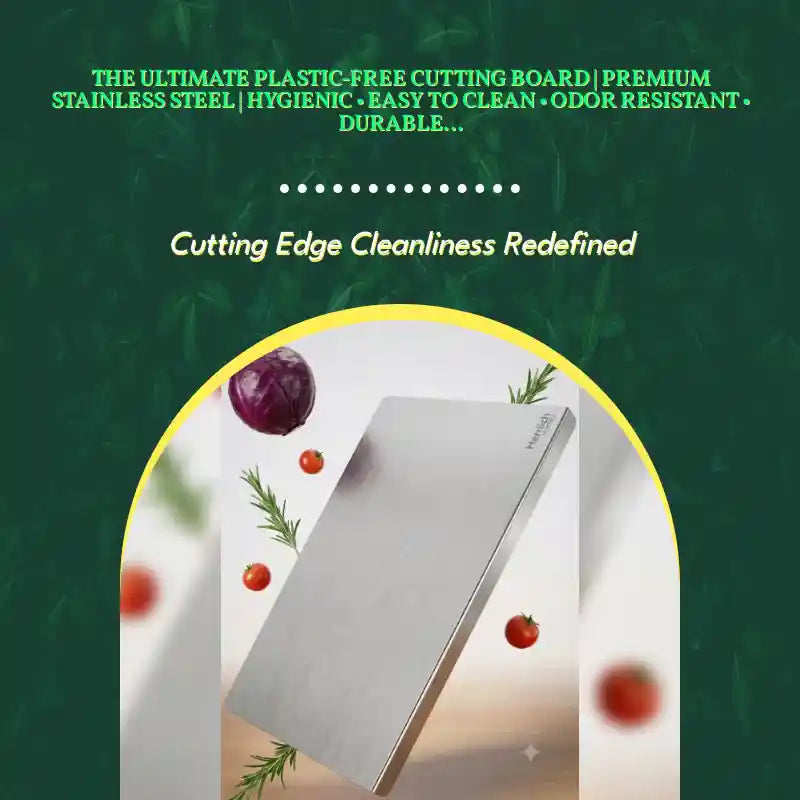The Ultimate Plastic-Free Cutting Board | Premium Stainless Steel | Hygienic &bull; Easy to Clean &bull; Odor Resistant &bull; Durable &bull; Long-Lasting by@Outfy